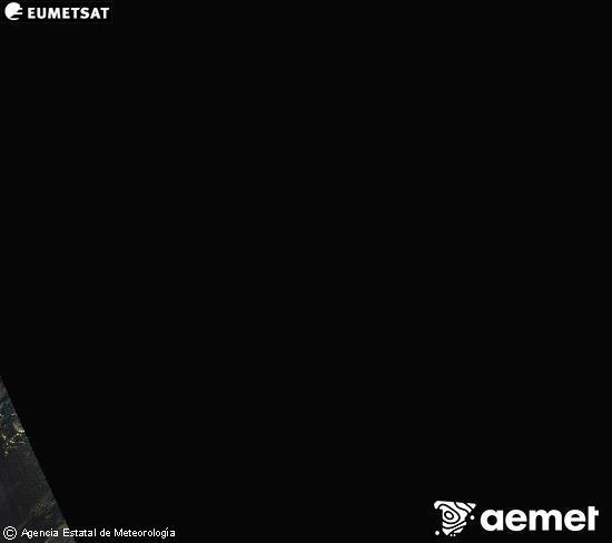 Esta imagen se genera utilizando informacin de los canales visibles del satlite METEOSAT perteneciente a la segunda generacin de satlites Meteosat (MSG). Por ese motivo, slo hay informacin en la zona iluminada por el sol. Adems, los canales han sido normalizados para que el brillo no dependa de la posicin del sol. sbado, 06 diciembre 2025 a las 19:00