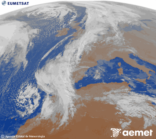 Imagen de la zona de Europa y Norte de �frica del canal infrarrojo del sat�lite Meteosat operacional en 0�N 0�W, procesada para darle color.&nbsp;ostirala, 2025ko abenduak 12, ordua: 18:00