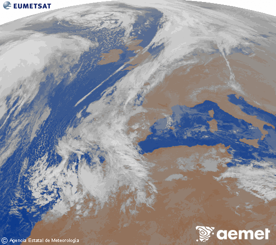 Imagen de la zona de Europa y Norte de frica del canal infrarrojo del satlite Meteosat operacional en 0N 0W, procesada para darle color. vendredi, 12 dcembre  2025 23:00
