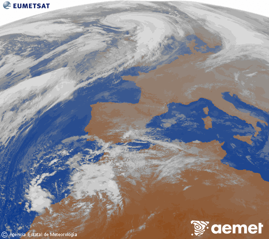 Imagen de la zona de Europa y Norte de frica del canal infrarrojo del satlite Meteosat operacional en 0N 0W, procesada para darle color. samedi, 13 dcembre  2025 17:00
