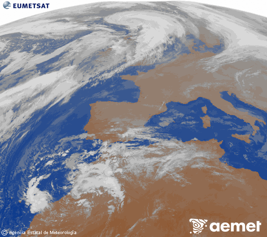 Imagen de la zona de Europa y Norte de frica del canal infrarrojo del satlite Meteosat operacional en 0N 0W, procesada para darle color. samedi, 13 dcembre  2025 18:00