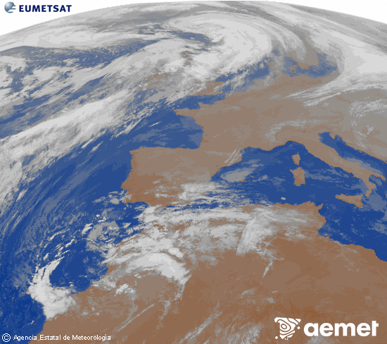 Imagen de la zona de Europa y Norte de frica del canal infrarrojo del satlite Meteosat operacional en 0N 0W, procesada para darle color. samedi, 13 dcembre  2025 20:00