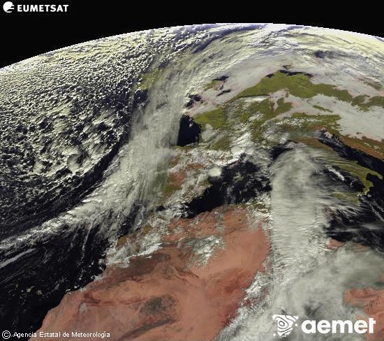 Esta imagen se genera utilizando informaci�n de los canales visibles del sat�lite METEOSAT perteneciente a la segunda generaci�n de sat�lites Meteosat (MSG). Por ese motivo, s�lo hay informaci�n en la zona iluminada por el sol. Adem�s, los canales han sido normalizados para que el brillo no dependa de la posici�n del sol.&nbsp;Monday, 15 December  2025 12:00