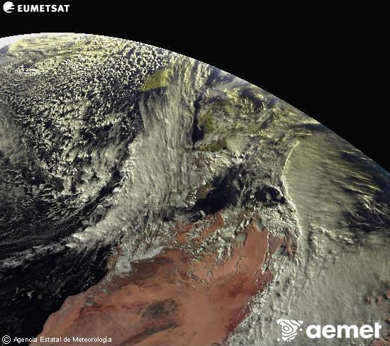 Esta imagen se genera utilizando informaci�n de los canales visibles del sat�lite METEOSAT perteneciente a la segunda generaci�n de sat�lites Meteosat (MSG). Por ese motivo, s�lo hay informaci�n en la zona iluminada por el sol. Adem�s, los canales han sido normalizados para que el brillo no dependa de la posici�n del sol.&nbsp;Monday, 15 December  2025 16:00