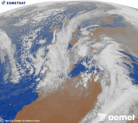 Imagen de la zona de Europa y Norte de �frica del canal infrarrojo del sat�lite Meteosat operacional en 0�N 0�W, procesada para darle color.&nbsp;astelehena, 2025ko abenduak 15, ordua: 19:00