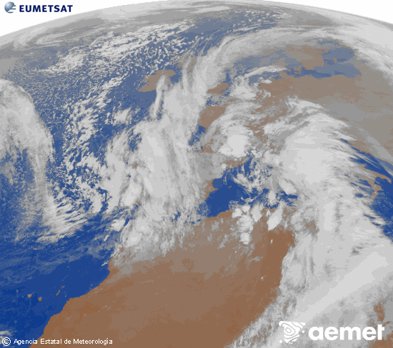 Imagen de la zona de Europa y Norte de �frica del canal infrarrojo del sat�lite Meteosat operacional en 0�N 0�W, procesada para darle color.&nbsp;astelehena, 2025ko abenduak 15, ordua: 20:00