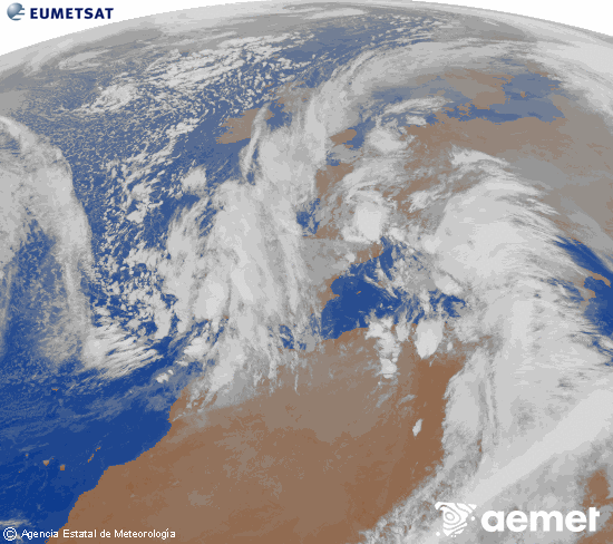Imagen de la zona de Europa y Norte de �frica del canal infrarrojo del sat�lite Meteosat operacional en 0�N 0�W, procesada para darle color.&nbsp;astelehena, 2025ko abenduak 15, ordua: 21:00