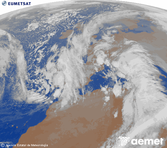 Imagen de la zona de Europa y Norte de �frica del canal infrarrojo del sat�lite Meteosat operacional en 0�N 0�W, procesada para darle color.&nbsp;astelehena, 2025ko abenduak 15, ordua: 22:00