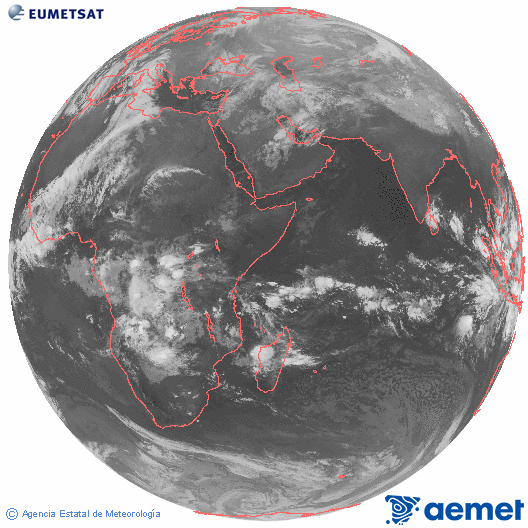 Oce� �ndic. Imatge global del canal infraroig (10.8&mu;m) de Meteosat, que pertany a la s�rie MSG (Meteosat Segona Generaci�) i est� situat a 41.5°E.&nbsp;dilluns, 15 de desembre  2025 22:00