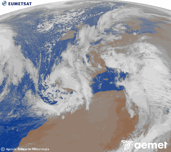 Imagen de la zona de Europa y Norte de �frica del canal infrarrojo del sat�lite Meteosat operacional en 0�N 0�W, procesada para darle color.&nbsp;asteartea, 2025ko abenduak 16, ordua: 04:00