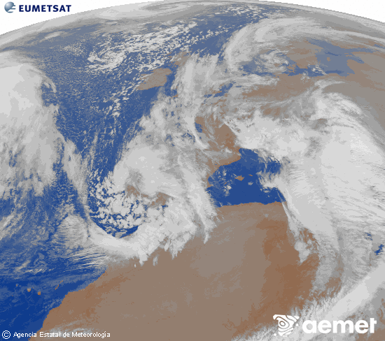 Imagen de la zona de Europa y Norte de �frica del canal infrarrojo del sat�lite Meteosat operacional en 0�N 0�W, procesada para darle color.&nbsp;asteartea, 2025ko abenduak 16, ordua: 05:00