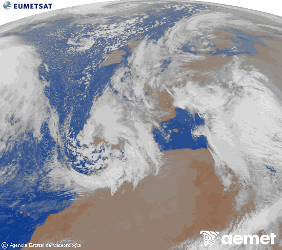 Imagen de la zona de Europa y Norte de �frica del canal infrarrojo del sat�lite Meteosat operacional en 0�N 0�W, procesada para darle color.&nbsp;asteartea, 2025ko abenduak 16, ordua: 06:00