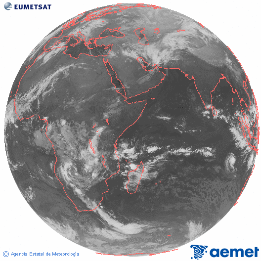 Oc�ano �ndico. Imagen global del canal infrarrojo (10.8&mu;m) de Meteosat, perteneciente a la serie MSG (Meteosat Segunda Generaci�n) y situado en 41.5° E.&nbsp;dimecres, 17 de desembre  2025 04:00