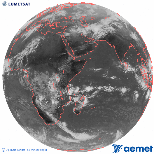 Oc�ano �ndico. Imagen global del canal infrarrojo (10.8&mu;m) de Meteosat, perteneciente a la serie MSG (Meteosat Segunda Generaci�n) y situado en 41.5° E.&nbsp;dimecres, 17 de desembre  2025 10:00