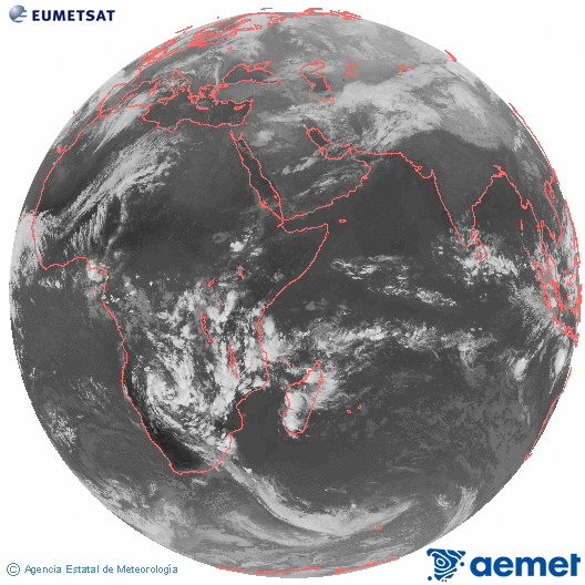 Oc�ano �ndico. Imagen global del canal infrarrojo (10.8&mu;m) de Meteosat, perteneciente a la serie MSG (Meteosat Segunda Generaci�n) y situado en 41.5° E.&nbsp;dimecres, 17 de desembre  2025 16:00