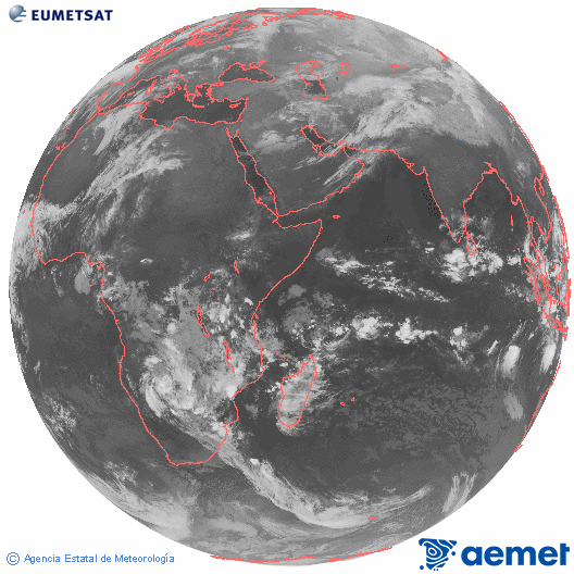 Oc�ano �ndico. Imagen global del canal infrarrojo (10.8&mu;m) de Meteosat, perteneciente a la serie MSG (Meteosat Segunda Generaci�n) y situado en 41.5° E.&nbsp;dimecres, 17 de desembre  2025 22:00