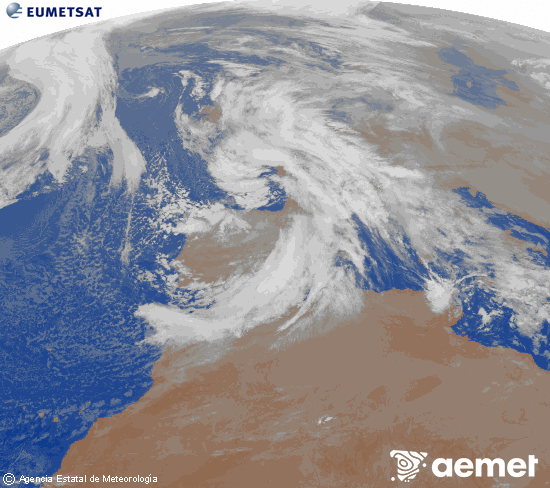 Imagen de la zona de Europa y Norte de �frica del canal infrarrojo del sat�lite Meteosat operacional en 0�N 0�W, procesada para darle color.&nbsp;diumenge, 21 de desembre  2025 21:00