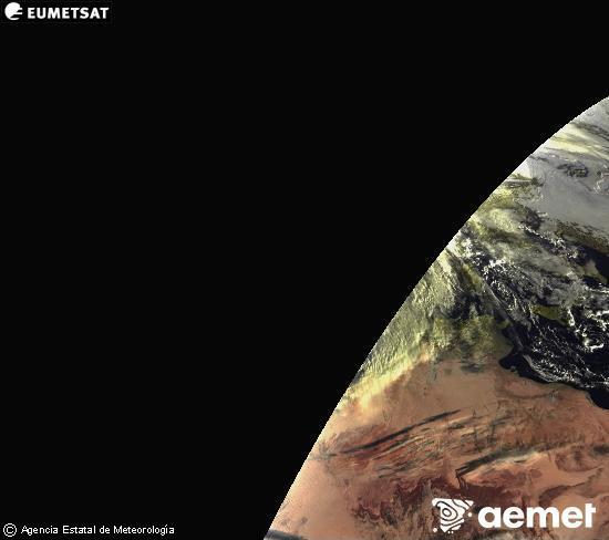 Esta imagen se genera utilizando informaci�n de los canales visibles del sat�lite METEOSAT perteneciente a la segunda generaci�n de sat�lites Meteosat (MSG). Por ese motivo, s�lo hay informaci�n en la zona iluminada por el sol. Adem�s, los canales han sido normalizados para que el brillo no dependa de la posici�n del sol.&nbsp;dilluns, 22 de desembre  2025 08:00