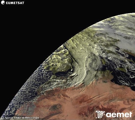 Esta imagen se genera utilizando informaci�n de los canales visibles del sat�lite METEOSAT perteneciente a la segunda generaci�n de sat�lites Meteosat (MSG). Por ese motivo, s�lo hay informaci�n en la zona iluminada por el sol. Adem�s, los canales han sido normalizados para que el brillo no dependa de la posici�n del sol.&nbsp;dilluns, 22 de desembre  2025 09:00