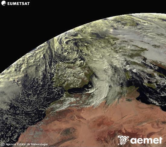 Esta imagen se genera utilizando informaci�n de los canales visibles del sat�lite METEOSAT perteneciente a la segunda generaci�n de sat�lites Meteosat (MSG). Por ese motivo, s�lo hay informaci�n en la zona iluminada por el sol. Adem�s, los canales han sido normalizados para que el brillo no dependa de la posici�n del sol.&nbsp;dilluns, 22 de desembre  2025 10:00