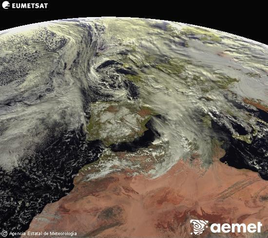 Esta imagen se genera utilizando informaci�n de los canales visibles del sat�lite METEOSAT perteneciente a la segunda generaci�n de sat�lites Meteosat (MSG). Por ese motivo, s�lo hay informaci�n en la zona iluminada por el sol. Adem�s, los canales han sido normalizados para que el brillo no dependa de la posici�n del sol.&nbsp;dilluns, 22 de desembre  2025 14:00