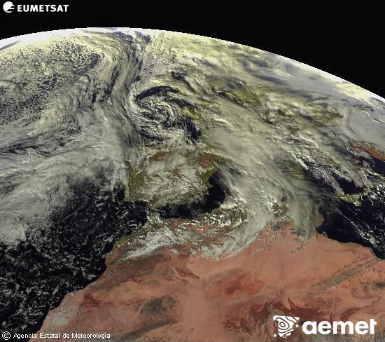 Esta imagen se genera utilizando informaci�n de los canales visibles del sat�lite METEOSAT perteneciente a la segunda generaci�n de sat�lites Meteosat (MSG). Por ese motivo, s�lo hay informaci�n en la zona iluminada por el sol. Adem�s, los canales han sido normalizados para que el brillo no dependa de la posici�n del sol.&nbsp;dilluns, 22 de desembre  2025 15:00