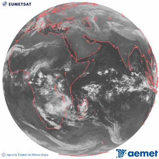 Oc�ano �ndico. Imagen global del canal infrarrojo (10.8&mu;m) de Meteosat, perteneciente a la serie MSG (Meteosat Segunda Generaci�n) y situado en 41.5° E.&nbsp;astelehena, 2025ko abenduak 22, ordua: 22:00