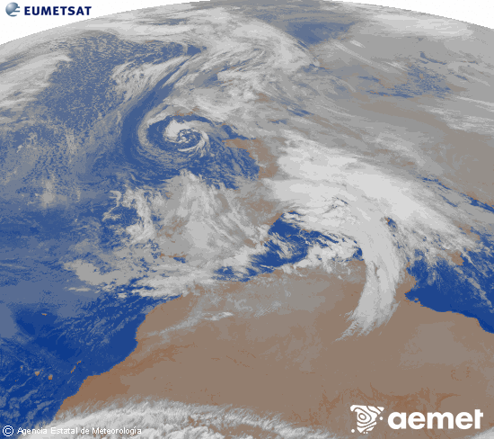 Imagen de la zona de Europa y Norte de �frica del canal infrarrojo del sat�lite Meteosat operacional en 0�N 0�W, procesada para darle color.&nbsp;dimarts, 23 de desembre  2025 02:00