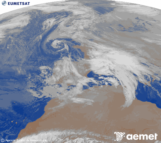 Imagen de la zona de Europa y Norte de �frica del canal infrarrojo del sat�lite Meteosat operacional en 0�N 0�W, procesada para darle color.&nbsp;dimarts, 23 de desembre  2025 05:00