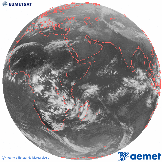 Oc�ano �ndico. Imagen global del canal infrarrojo (10.8&mu;m) de Meteosat, perteneciente a la serie MSG (Meteosat Segunda Generaci�n) y situado en 41.5° E.&nbsp;dimarts, 23 de desembre  2025 16:00