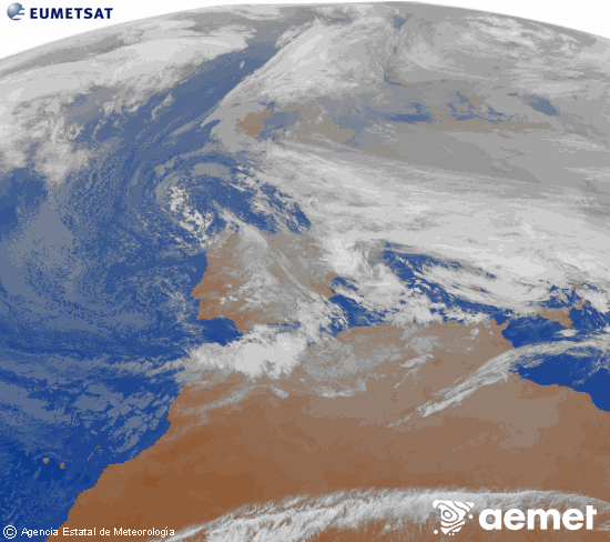 Imagen de la zona de Europa y Norte de �frica del canal infrarrojo del sat�lite Meteosat operacional en 0�N 0�W, procesada para darle color.&nbsp;dimarts, 23 de desembre  2025 18:00