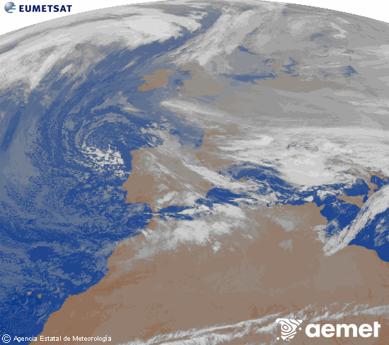 Imagen de la zona de Europa y Norte de �frica del canal infrarrojo del sat�lite Meteosat operacional en 0�N 0�W, procesada para darle color.&nbsp;Wednesday, 24 December  2025 00:00