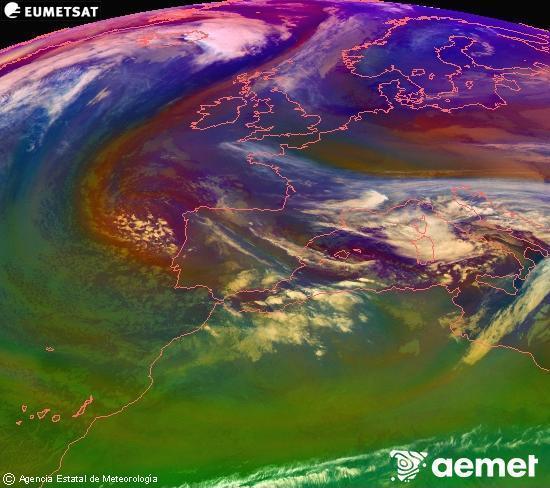 Composici� RGB en la qual es barregen diversos canals del sat�l�lit Meteosat operacional en 0�N 0�W, que ens d�na una idea de les caracter�stiques de les masses d'aire i de la nuvolositat.&nbsp;dimecres, 24 de desembre  2025 01:00