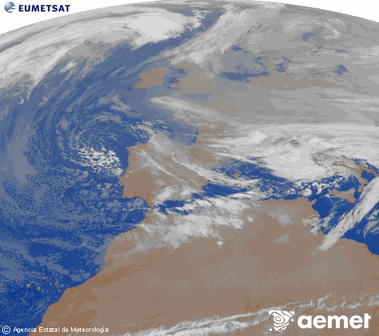 Imagen de la zona de Europa y Norte de �frica del canal infrarrojo del sat�lite Meteosat operacional en 0�N 0�W, procesada para darle color.&nbsp;Wednesday, 24 December  2025 01:00