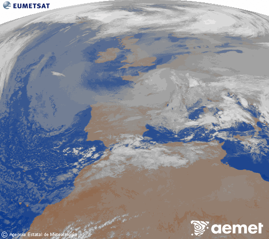 Imagen de la zona de Europa y Norte de �frica del canal infrarrojo del sat�lite Meteosat operacional en 0�N 0�W, procesada para darle color.&nbsp;Thursday, 25 December  2025 00:00