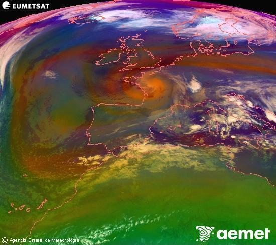 RGB-a Meteosat eragiketa-sateliteko hainbat kanal 0�W-a 0�N-ean, aire-masen eta hodeitzaren ezaugarrien erakusgarri izango dena.&nbsp;osteguna, 2025ko abenduak 25, ordua: 03:00