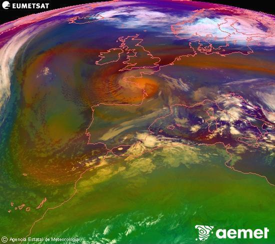 RGB-a Meteosat eragiketa-sateliteko hainbat kanal 0�W-a 0�N-ean, aire-masen eta hodeitzaren ezaugarrien erakusgarri izango dena.&nbsp;osteguna, 2025ko abenduak 25, ordua: 06:00
