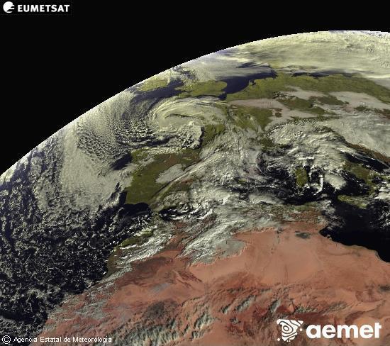 Esta imagen se genera utilizando informaci�n de los canales visibles del sat�lite METEOSAT perteneciente a la segunda generaci�n de sat�lites Meteosat (MSG). Por ese motivo, s�lo hay informaci�n en la zona iluminada por el sol. Adem�s, los canales han sido normalizados para que el brillo no dependa de la posici�n del sol.&nbsp;osteguna, 2025ko abenduak 25, ordua: 10:00