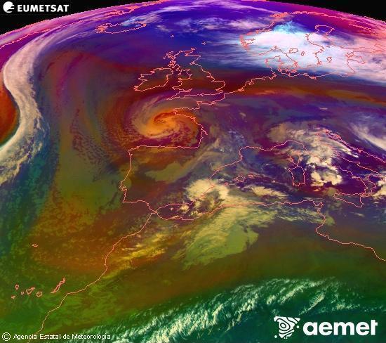 RGB-a Meteosat eragiketa-sateliteko hainbat kanal 0�W-a 0�N-ean, aire-masen eta hodeitzaren ezaugarrien erakusgarri izango dena.&nbsp;osteguna, 2025ko abenduak 25, ordua: 12:00