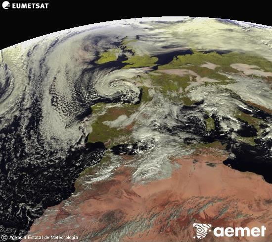 Esta imagen se genera utilizando informaci�n de los canales visibles del sat�lite METEOSAT perteneciente a la segunda generaci�n de sat�lites Meteosat (MSG). Por ese motivo, s�lo hay informaci�n en la zona iluminada por el sol. Adem�s, los canales han sido normalizados para que el brillo no dependa de la posici�n del sol.&nbsp;osteguna, 2025ko abenduak 25, ordua: 12:00