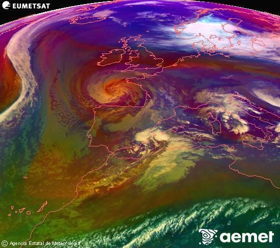 RGB-a Meteosat eragiketa-sateliteko hainbat kanal 0�W-a 0�N-ean, aire-masen eta hodeitzaren ezaugarrien erakusgarri izango dena.&nbsp;osteguna, 2025ko abenduak 25, ordua: 14:00