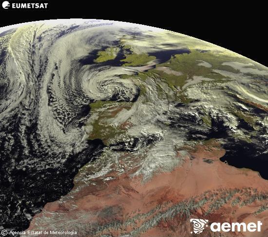 Esta imagen se genera utilizando informaci�n de los canales visibles del sat�lite METEOSAT perteneciente a la segunda generaci�n de sat�lites Meteosat (MSG). Por ese motivo, s�lo hay informaci�n en la zona iluminada por el sol. Adem�s, los canales han sido normalizados para que el brillo no dependa de la posici�n del sol.&nbsp;osteguna, 2025ko abenduak 25, ordua: 15:00