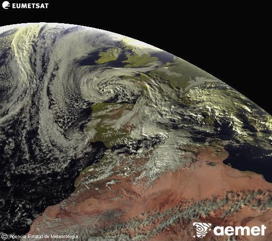 Esta imagen se genera utilizando informaci�n de los canales visibles del sat�lite METEOSAT perteneciente a la segunda generaci�n de sat�lites Meteosat (MSG). Por ese motivo, s�lo hay informaci�n en la zona iluminada por el sol. Adem�s, los canales han sido normalizados para que el brillo no dependa de la posici�n del sol.&nbsp;osteguna, 2025ko abenduak 25, ordua: 16:00