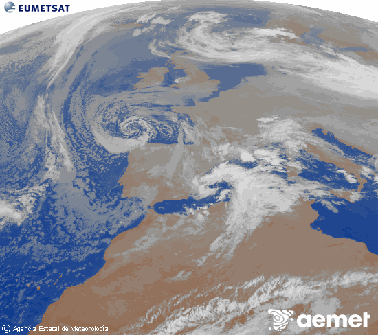 Imagen de la zona de Europa y Norte de �frica del canal infrarrojo del sat�lite Meteosat operacional en 0�N 0�W, procesada para darle color.&nbsp;osteguna, 2025ko abenduak 25, ordua: 23:00