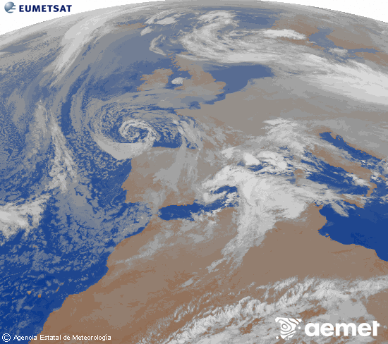 Imagen de la zona de Europa y Norte de �frica del canal infrarrojo del sat�lite Meteosat operacional en 0�N 0�W, procesada para darle color.&nbsp;ostirala, 2025ko abenduak 26, ordua: 00:00