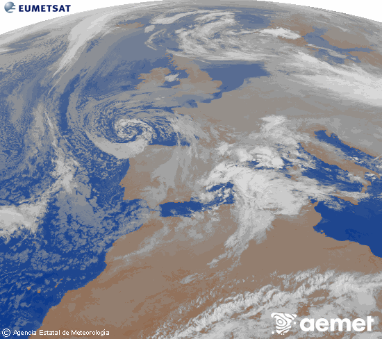 Imagen de la zona de Europa y Norte de �frica del canal infrarrojo del sat�lite Meteosat operacional en 0�N 0�W, procesada para darle color.&nbsp;ostirala, 2025ko abenduak 26, ordua: 01:00