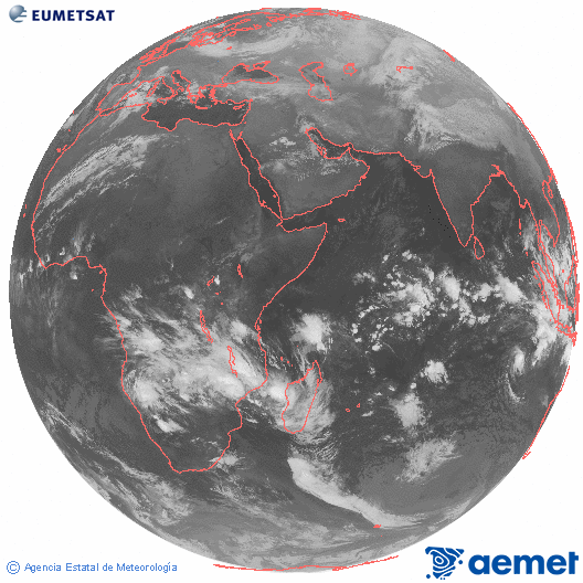 Oce� �ndic. Imatge global del canal infraroig (10.8&mu;m) de Meteosat, que pertany a la s�rie MSG (Meteosat Segona Generaci�) i est� situat a 41.5°E.&nbsp;divendres, 26 de desembre  2025 01:00