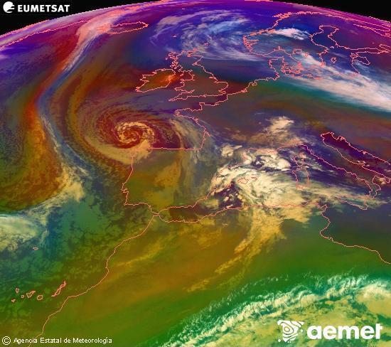 RGB-a Meteosat eragiketa-sateliteko hainbat kanal 0�W-a 0�N-ean, aire-masen eta hodeitzaren ezaugarrien erakusgarri izango dena.&nbsp;ostirala, 2025ko abenduak 26, ordua: 02:00