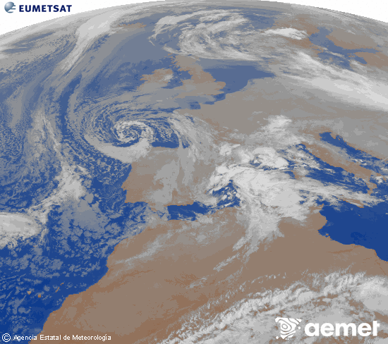 Imagen de la zona de Europa y Norte de �frica del canal infrarrojo del sat�lite Meteosat operacional en 0�N 0�W, procesada para darle color.&nbsp;ostirala, 2025ko abenduak 26, ordua: 02:00