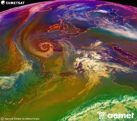 RGB-a Meteosat eragiketa-sateliteko hainbat kanal 0�W-a 0�N-ean, aire-masen eta hodeitzaren ezaugarrien erakusgarri izango dena.&nbsp;ostirala, 2025ko abenduak 26, ordua: 03:00
